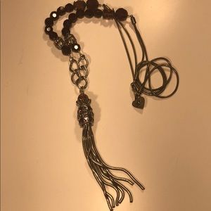 Silver and Purple Long Tassle Necklace